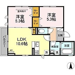 マイプレイス東照宮A 2LDKの間取図画像