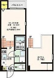 フローラ福住町 1Kの間取図画像