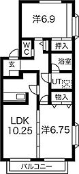 カーサ・アマリーロ 2LDKの間取図画像
