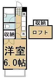 アーバンシティ堤町B 1Kの間取図画像