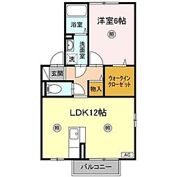 アムール・ド・メゾン2番館 1LDKの間取図画像