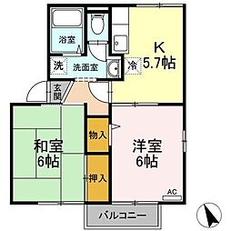 シュロス 2Kの間取図画像