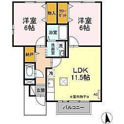 クレール 2LDKの間取図画像