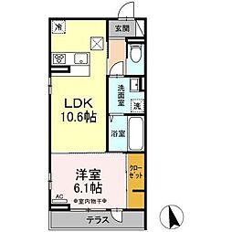 ブリックス北仙台 1LDKの間取図画像
