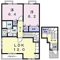 パレシャルマンB 2LDKの間取図画像