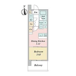 エルスタンザ仙台駅東 1DKの間取図画像