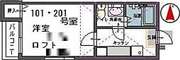 ヴァンベール宮町 1Kの間取図画像