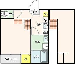 ヴィラ・カミーユ 1Kの間取図画像