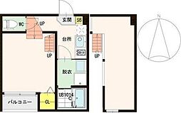 メルツ原町 1Kの間取図画像