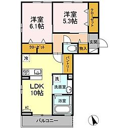 シティアタゴ 2LDKの間取図画像