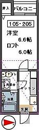 Stage中田2 1Kの間取図画像