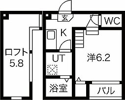 カーサ・コンフォルト東仙台 1Kの間取図画像