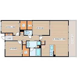 デュオヒルズ仙台花京院ザ・タワー 3LDKの間取図画像