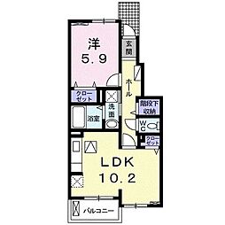 アルカンシエル 1LDKの間取図画像