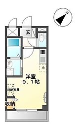 ノーブルコート台原 ワンルームの間取図画像