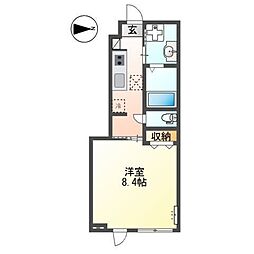 翠月荘 つむぎ 1Kの間取図画像