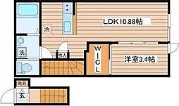 グランヴィラ八本松 1LDKの間取図画像