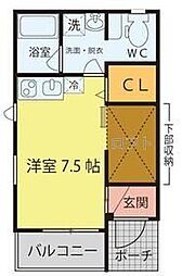 キャビン木町 ワンルームの間取図画像