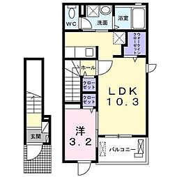 エルミタージュ原町 1LDKの間取図画像