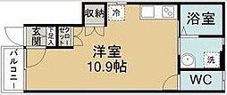 ツインズコート1 ワンルームの間取図画像