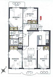 西所沢椿峰ニュータウン39街区1号棟 4LDKの間取図画像