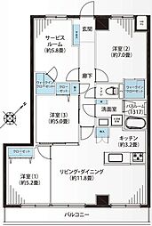 グランドメゾン鶴見ノースウィング 3SLDKの間取図画像