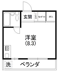 カレッジハイツ ワンルームの間取図画像
