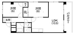 ファミール楊子 2LDKの間取図画像