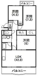 ベルクール 3LDKの間取図画像