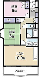 ハイツ丸山 2LDKの間取図画像