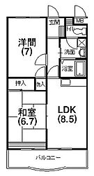 ハミング弥生 2DKの間取図画像