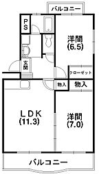 ハイムコターナ2 2LDKの間取図画像