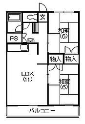 ビレッタ蜆塚S 2LDKの間取図画像