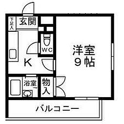 レーヴレアリゼ 1Kの間取図画像