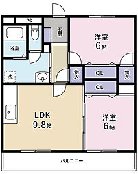 VPマンション3 2LDKの間取図画像