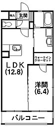 グランドール立野 1LDKの間取図画像