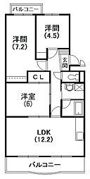 ベルクール 3LDKの間取図画像