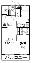 クオーレルミノーザ 1LDKの間取図画像