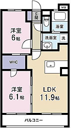 グランドール立野 2LDKの間取図画像