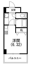 エイワマンション竜禅寺 1Kの間取図画像
