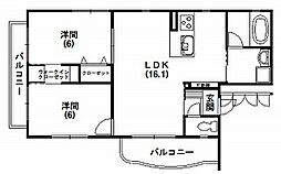 グランツ 2LDKの間取図画像