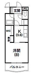 あぷと長坂 1Kの間取図画像