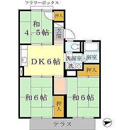 高井ハイツC棟 3DKの間取図画像