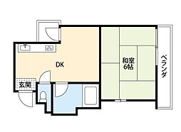 コーポイン長居A棟 ワンルームの間取図画像