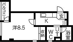 パラード天王寺 1Kの間取図画像