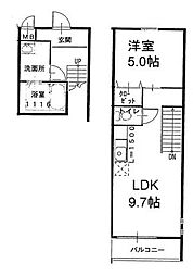 フジパレス谷町A棟 1LDKの間取図画像