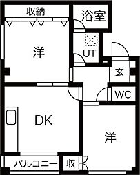 ラーレンティア 2DKの間取図画像