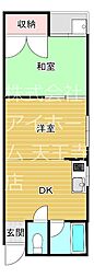 サンプラザ照ケ丘B棟 2DKの間取図画像