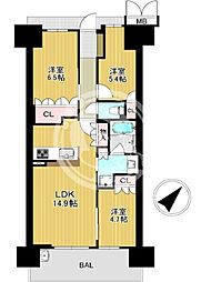 大阪ベイレジデンス 3LDKの間取図画像