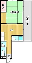 グランベガ平野南 1DKの間取図画像